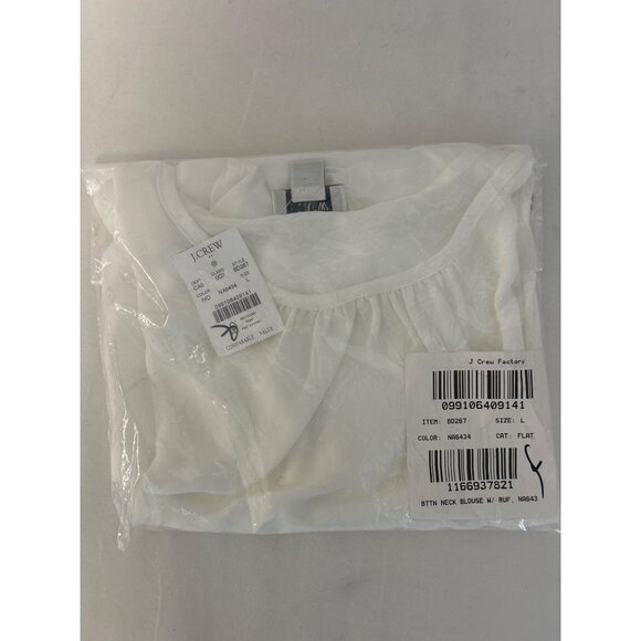 Jcrew Factory Button-neck top with ruffles Item BD267 Size Large - Picture 2 of 3